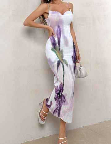 Rochie medie SHEIN, alb/mov