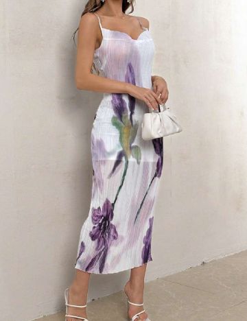 Rochie medie SHEIN, alb/mov