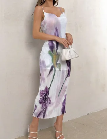 Rochie medie SHEIN, alb/mov