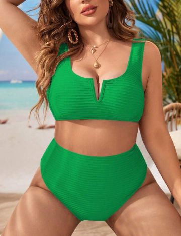 Costum de baie SHEIN CURVE, verde