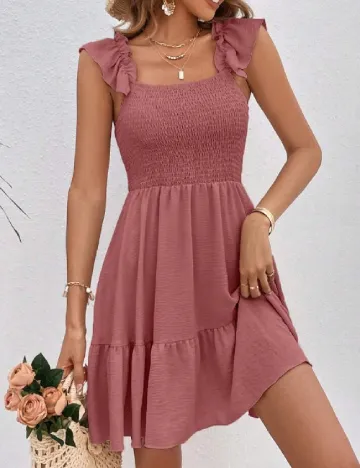 Rochie scurta SHEIN, roz pudra inchis Roz