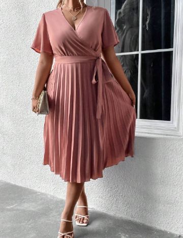 Rochie medie SHEIN CURVE, roz pudra inchis