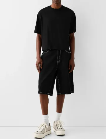 Pantaloni scurti Bershka, negru
