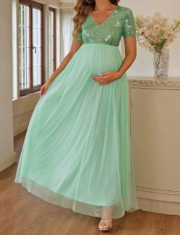 Rochie lunga SHEIN Maternity, verde