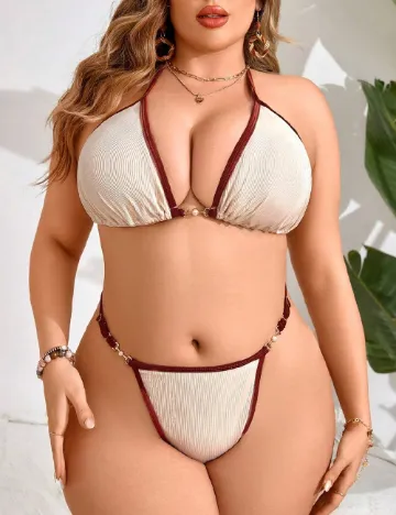 Costum de baie SHEIN CURVE, crem