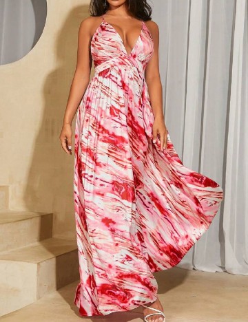 Rochie lunga SHEIN, alb/rosu
