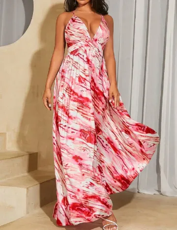Rochie lunga SHEIN, alb/rosu