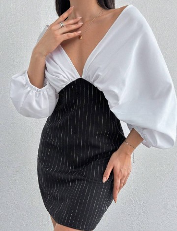 Rochie scurta SHEIN, alb/negru