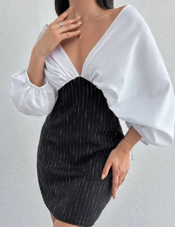 Rochie scurta SHEIN, alb/negru