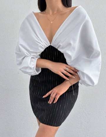 Rochie scurta SHEIN, alb/negru
