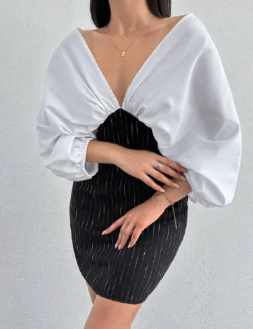 Rochie scurta SHEIN, alb/negru