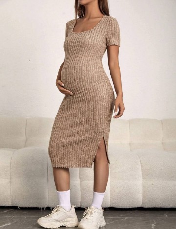 Rochie medie SHEIN Maternity, maro deschis