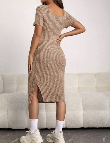 Rochie medie SHEIN Maternity, maro deschis