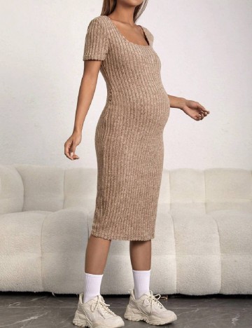 Rochie medie SHEIN Maternity, maro deschis