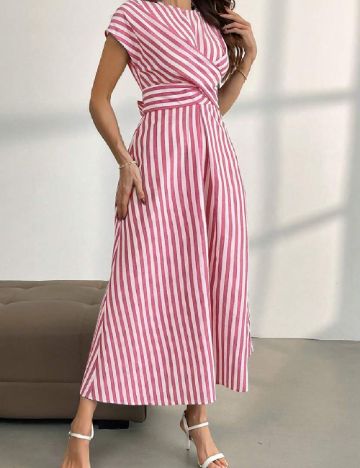 Rochie lunga SHEIN, alb/rosu