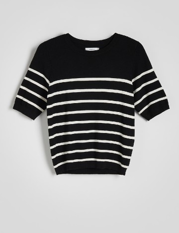 Tricou Reserved, negru/alb