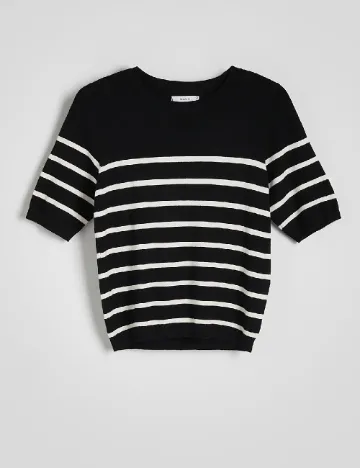 Tricou Reserved, negru/alb