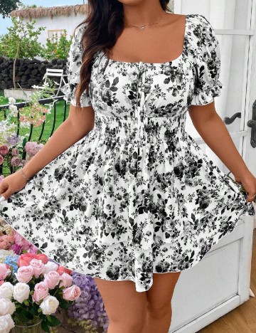 Rochie scurta SHEIN CURVE, floral print