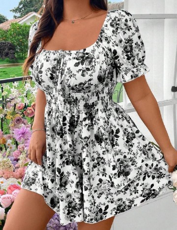 Rochie scurta SHEIN CURVE, floral print