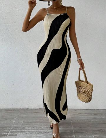 Rochie medie SHEIN, negru/crem