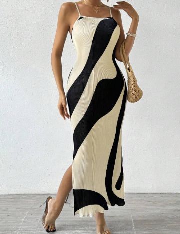 Rochie medie SHEIN, negru/crem