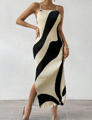 Rochie medie SHEIN, negru/crem