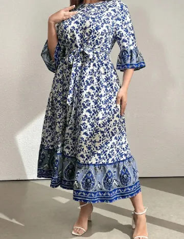 Rochie medie SHEIN CURVE, alb/albastru