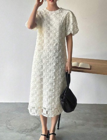 Rochie medie Friful, crem