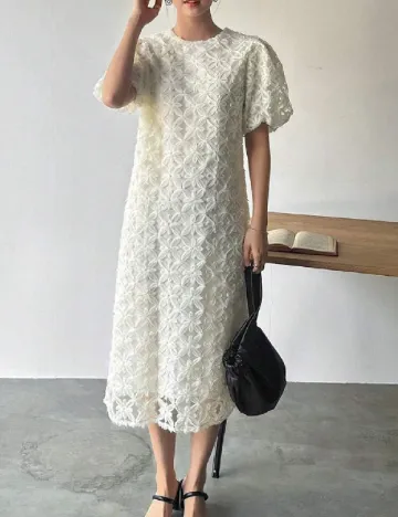 Rochie medie Friful, crem