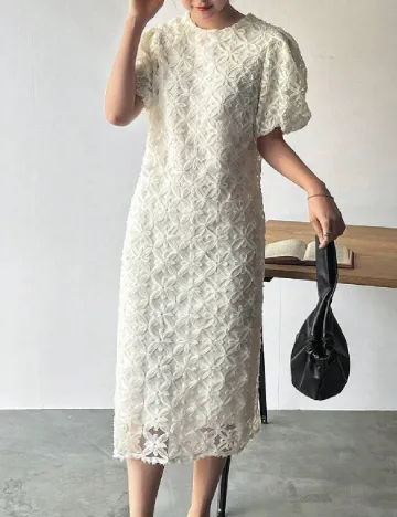 Rochie medie Friful, crem