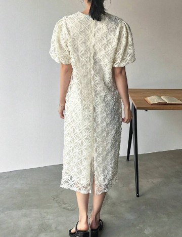 Rochie medie Friful, crem