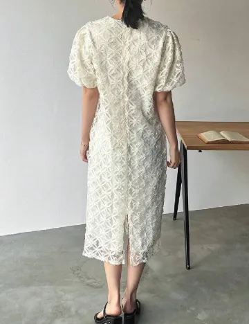 Rochie medie Friful, crem