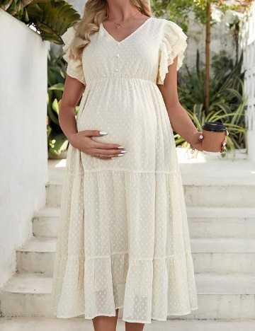 Rochie medie SHEIN Maternity, crem