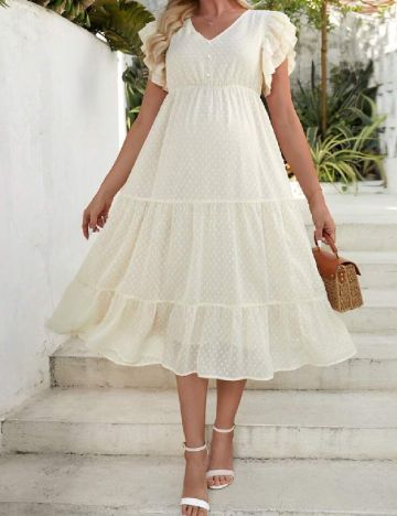 Rochie medie SHEIN Maternity, crem