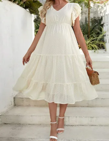 Rochie medie SHEIN Maternity, crem