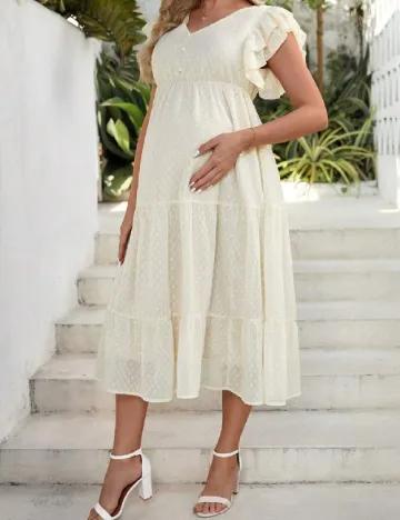 Rochie medie SHEIN Maternity, crem