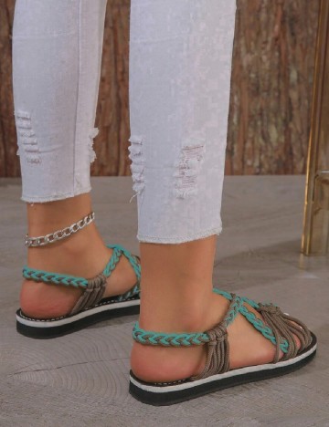 Sandale SHEIN, maro/verde