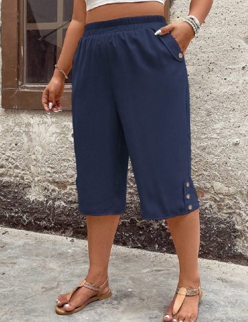 Pantaloni scurti SHEIN CURVE, bleumarin