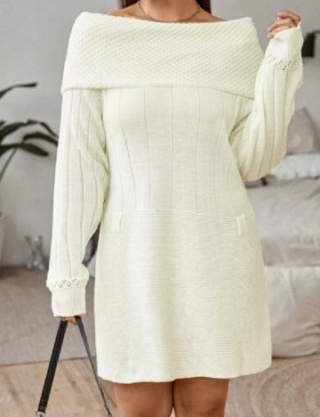 Rochie scurta SHEIN CURVE, ecru