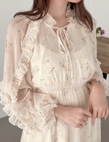 Rochie medie Friful, crem