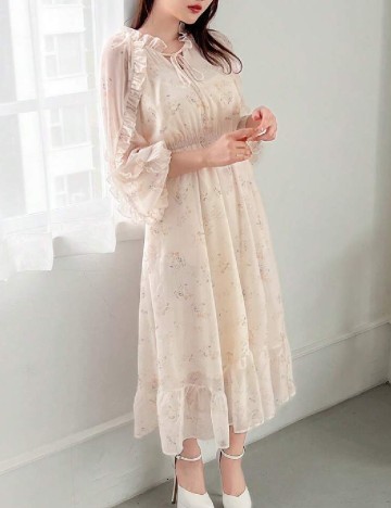 Rochie medie Friful, crem