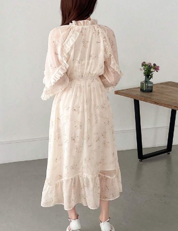 Rochie medie Friful, crem