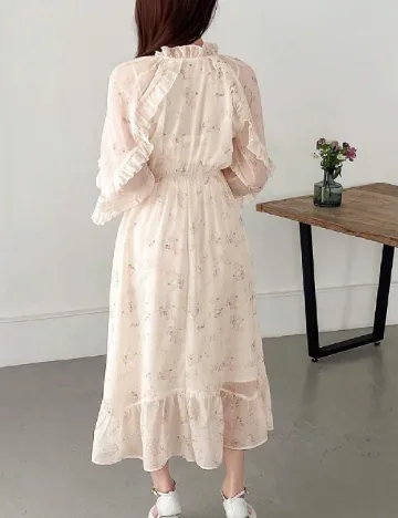 Rochie medie Friful, crem