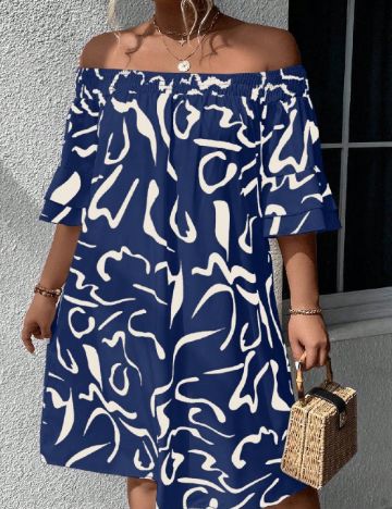 Rochie scurta SHEIN CURVE, bleumarin