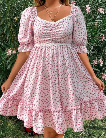 Rochie scurta SHEIN CURVE, floral print