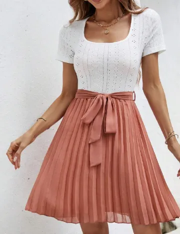 Rochie scurta SHEIN, alb/maro
