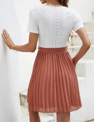 Rochie scurta SHEIN, alb/maro