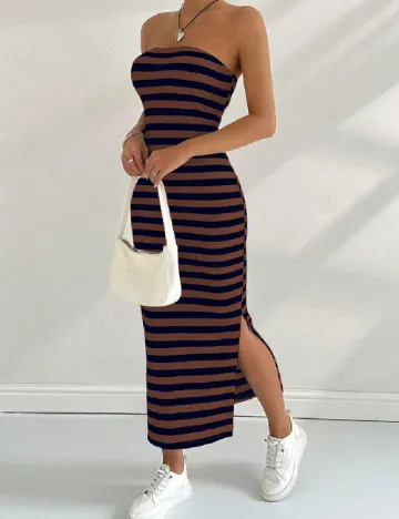 Rochie medie SHEIN, albastru/maro
