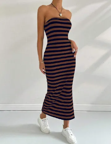 Rochie medie SHEIN, albastru/maro