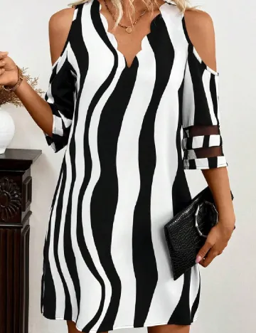 Rochie scurta SHEIN, alb/negru